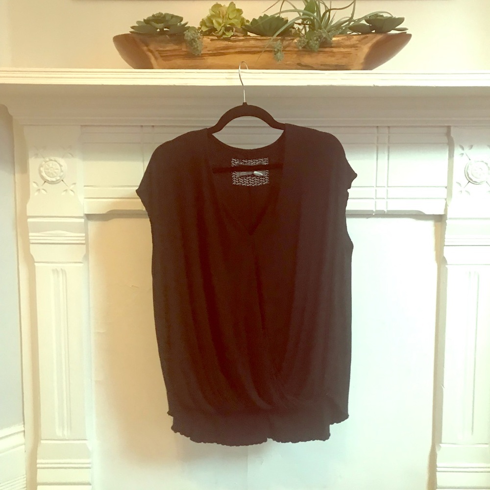 Anthropologie Twist Hem Tunic Tee in Black